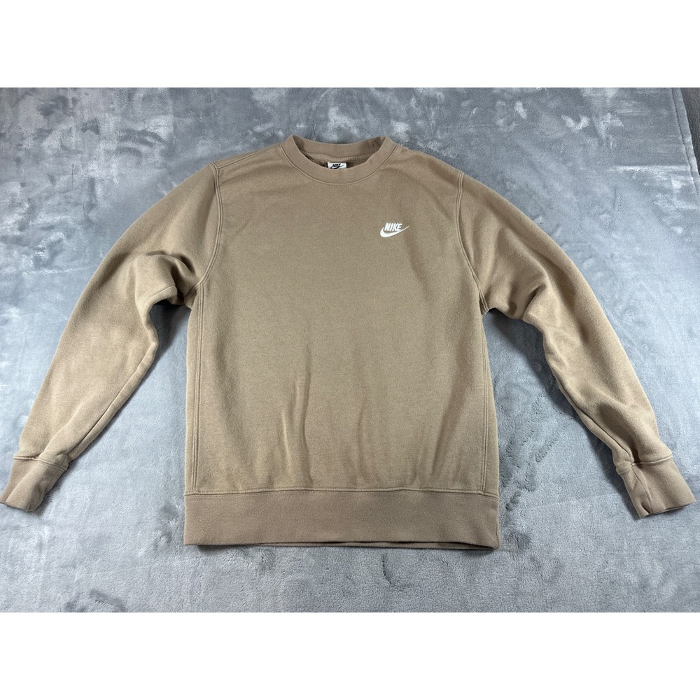 Nike Sportswear Club Fleece Crewneck Sweatshirt Khaki Tan Small BV2662-247